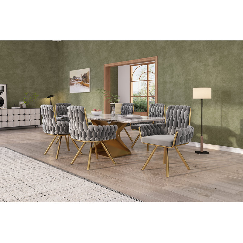 Chaises de salle à manger pivotantes en velours Vmolara, 2, Gris