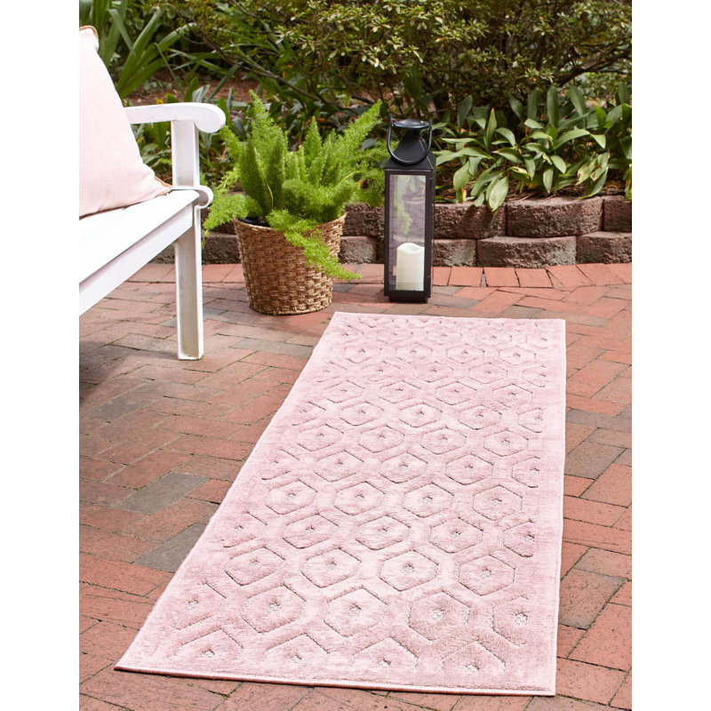 Outdoor Muzzicon Area Rug Pink-Light Pink Color, Runner 2' x 8'