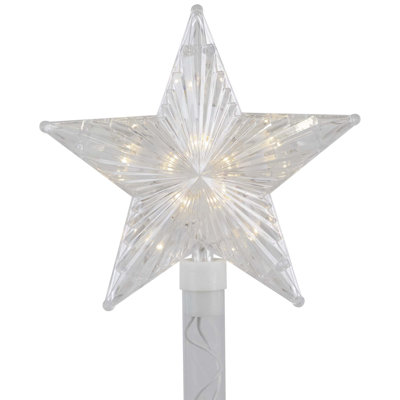 Lighted Star Christmas Pathway Marker with Lawn Stakes White Wire - Clear Lights
