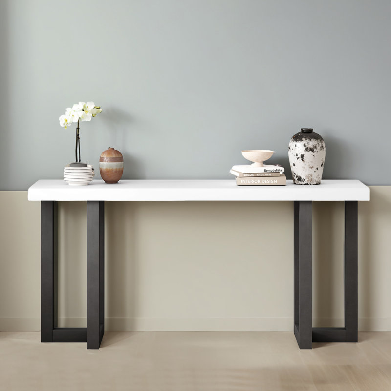 Table d'appoint 63,02 "pour le couloir, Blanc / gris