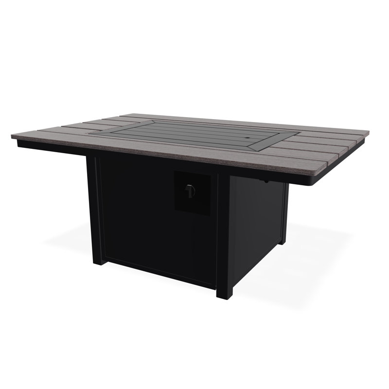 Table de feu 36 po x 54 po avec tablette au propane, Noir / Promenade