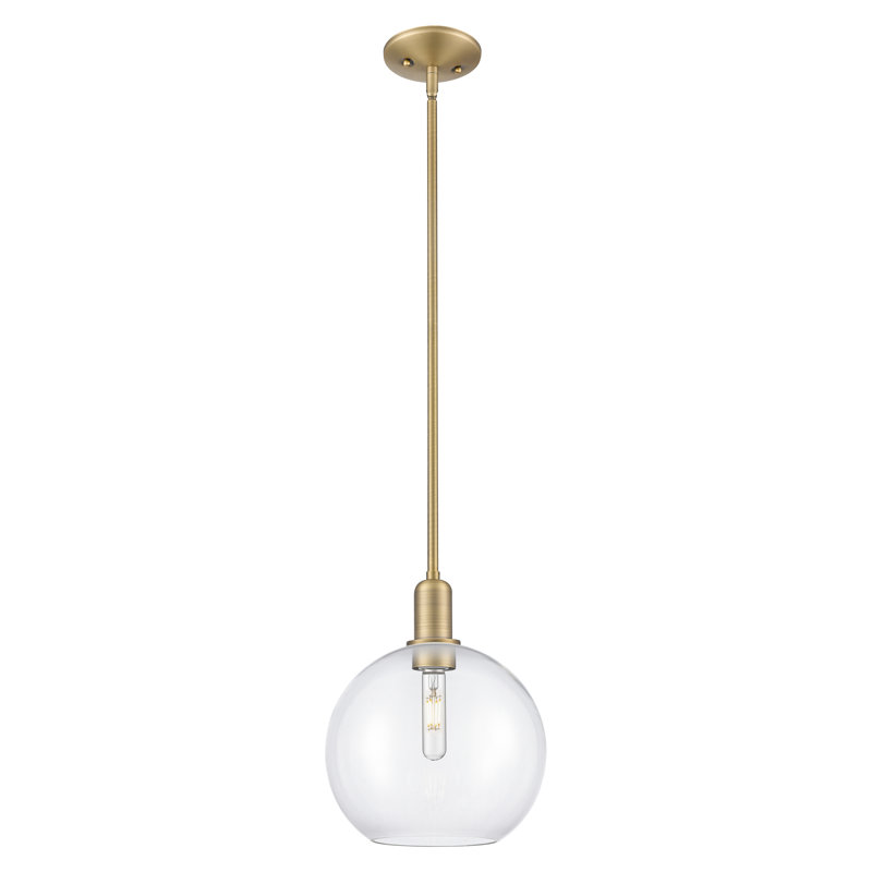 Mini-luminaire suspendu 1 lumière Arcadia - Athens, H 9 po x l 10 po x P 10 po, Clair, Laiton brossé