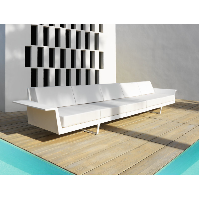 Delta 170" W 5 Seat Sofa, White Polyester, Basic White
