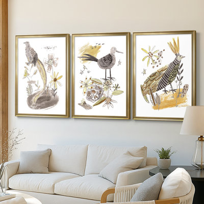 «Glowing Garden at Dusk I» - Toile tendue avec châssis sur mesure - 3 pièces