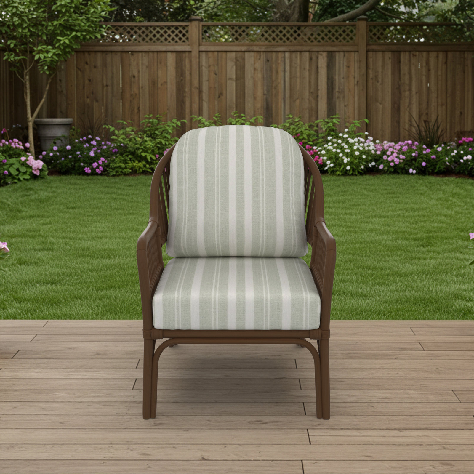 Amala Outdoor Sunbrella® Seat/Back Cushion, Sunbrella Tranquil Sage
