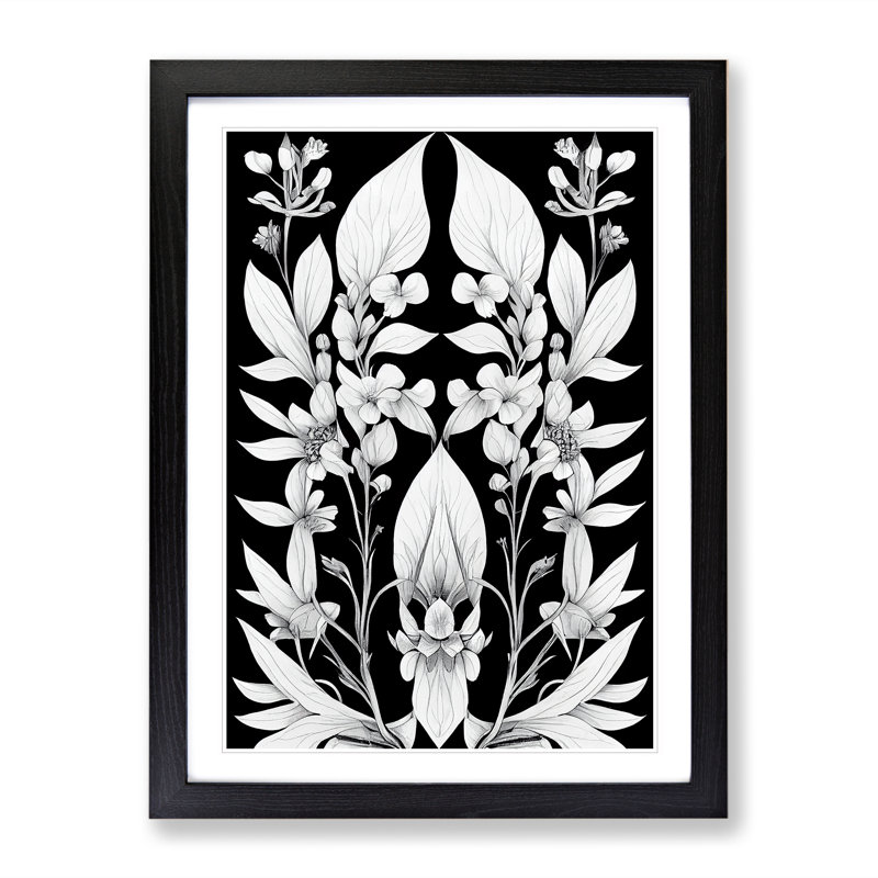 Dreamy Flowers - Single Picture Frame Print, Black, 64cm H x 46cm W x 2cm D