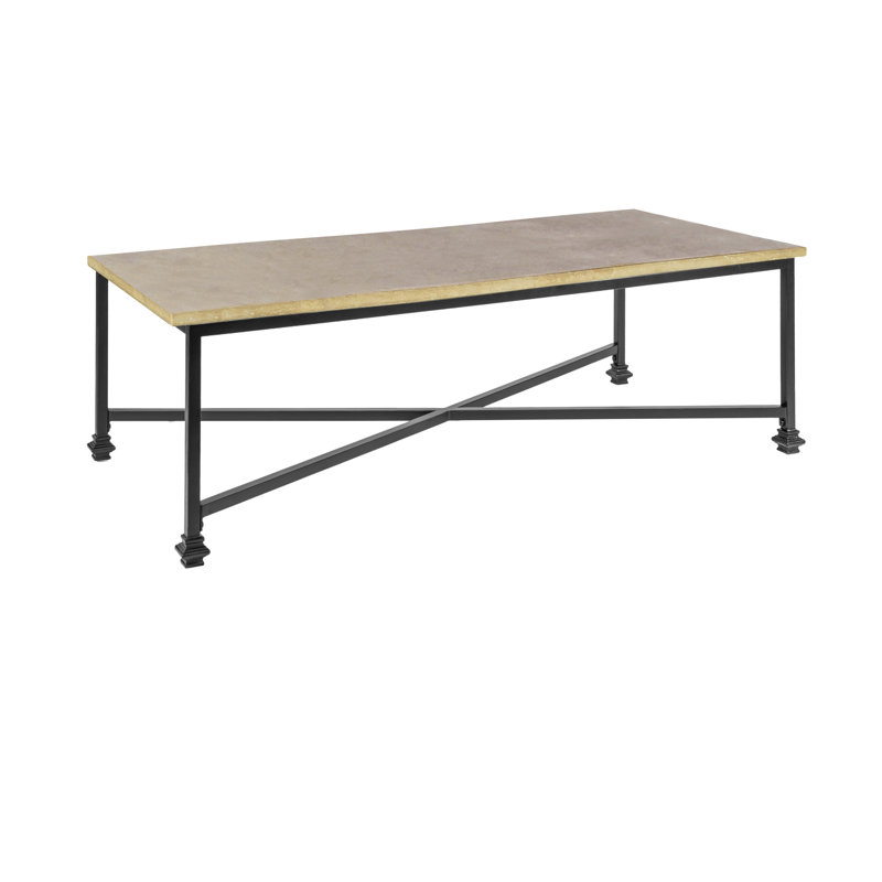 New York 4 Legs Coffee Table, Flat Black, Light Travertine