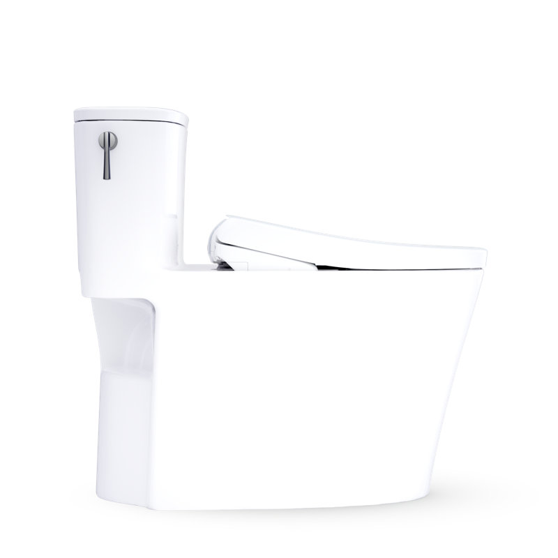 TOTO Aurora WASHLET+ S7A One-Piece Elongated 1.28 GPF Auto Flush Universal Height Toilet with CEFIONTECT, Cotton White - MW6864736CEFGA#01