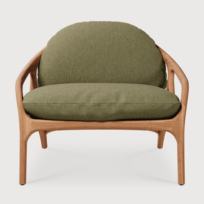 Vime outdoor lounge chair - teak - beige cord - green structured