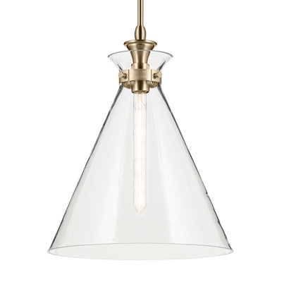 1 Light Updated Traditional Pendant with Glass