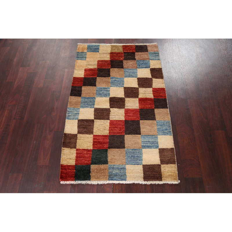 Tapis multicolore en laine noué à la main de conception unique 2 pi 7 po x 4 pi 1 po Sleipnir