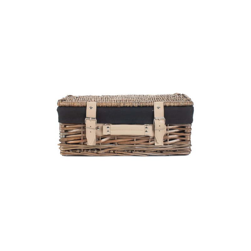 Wicker Hamper Basket with Lining, Antique Wash/Black, 15cm H x 36cm W x 26cm D