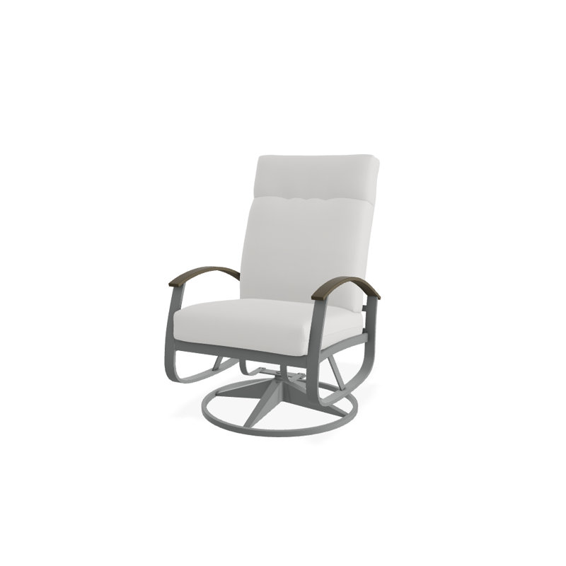 Chaise berçante pivotante réglable avec coussins Askar, Salée, Bois de plage P40, Graphite texturé