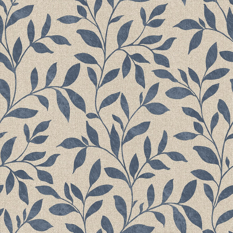 Utopia Collection Loose Leaf Wallpaper Roll, Navy