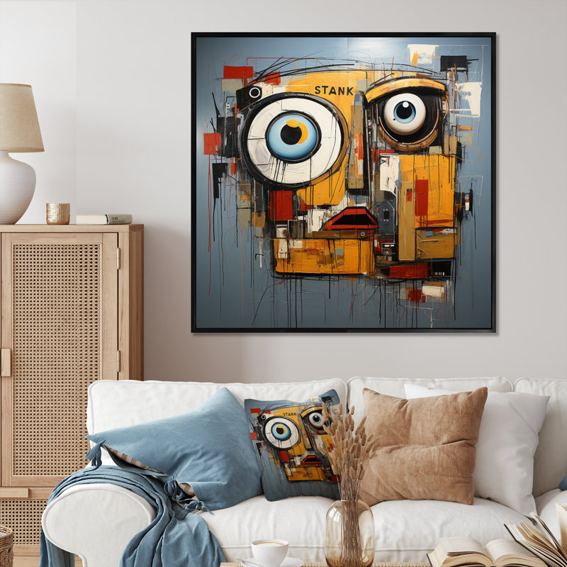 Pop Pop Robot VI - Imprimé, Cadre flottant noir, H 24 po x l 24 po