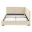 Lit double en velours pour plus de confort dans la chambre à coucher et le salon, lit de jour beige confortable-1147599711