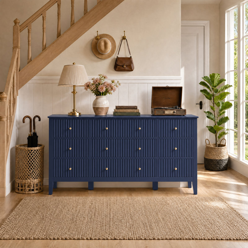 Commode 9 tiroirs Amberrae, Bleu