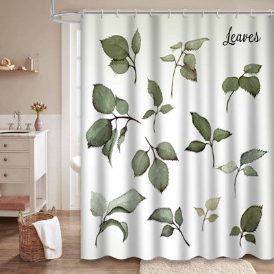 Rideau de douche imperméable à motif floral avec 12 crochets