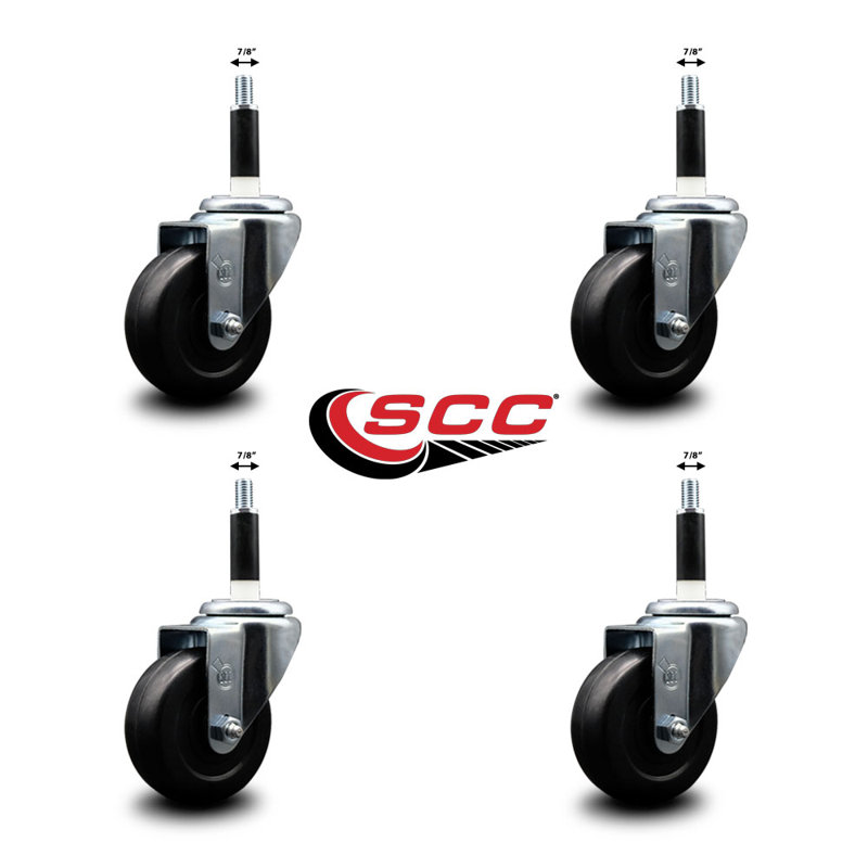 Ensemble de roulettes extensibles pivotantes en caoutchouc dur SCC NB 3,5 po x 7/8 po