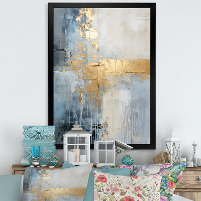 Beige And Gold Simple Winter Landscape II Framed On Canvas Print