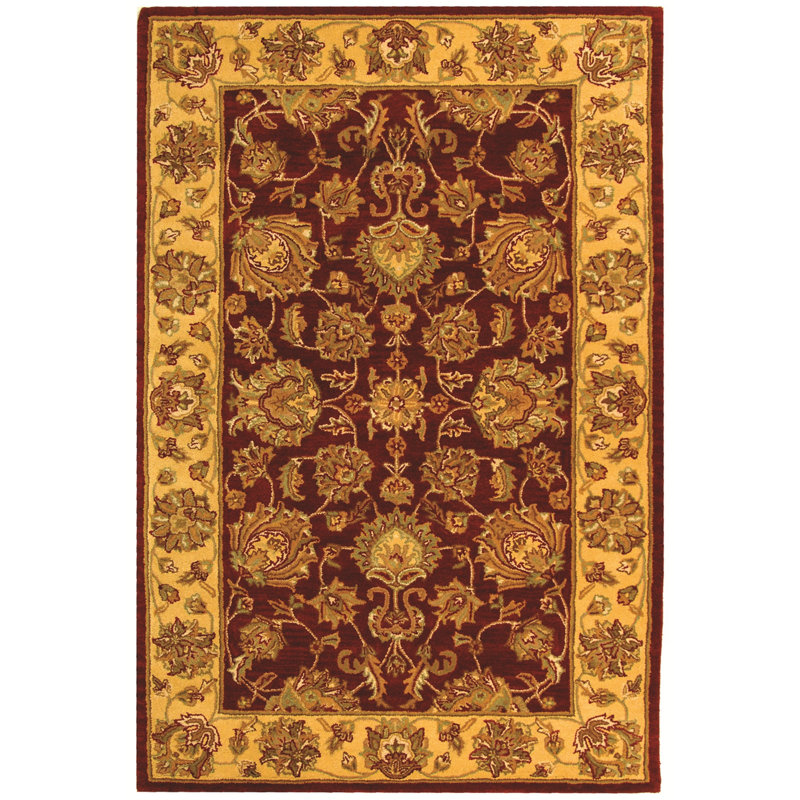 Tapis rouge / or en laine touffeté à la main Cranmore, Rectangle 2 pi 3 po x 4 pi
