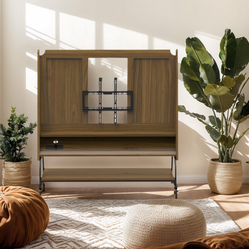 Mobile TV Stand with Mount, Power Outlets & Projector Screen for 32-50 inch TVs on Rolling Cart.