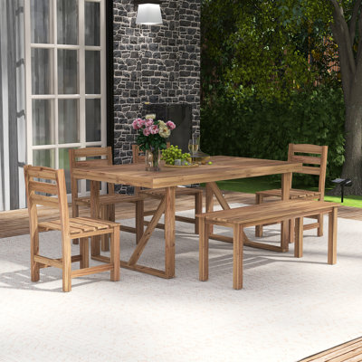 Ensemble de table et chaises d'extérieur en bois d'acacia de haute qualité