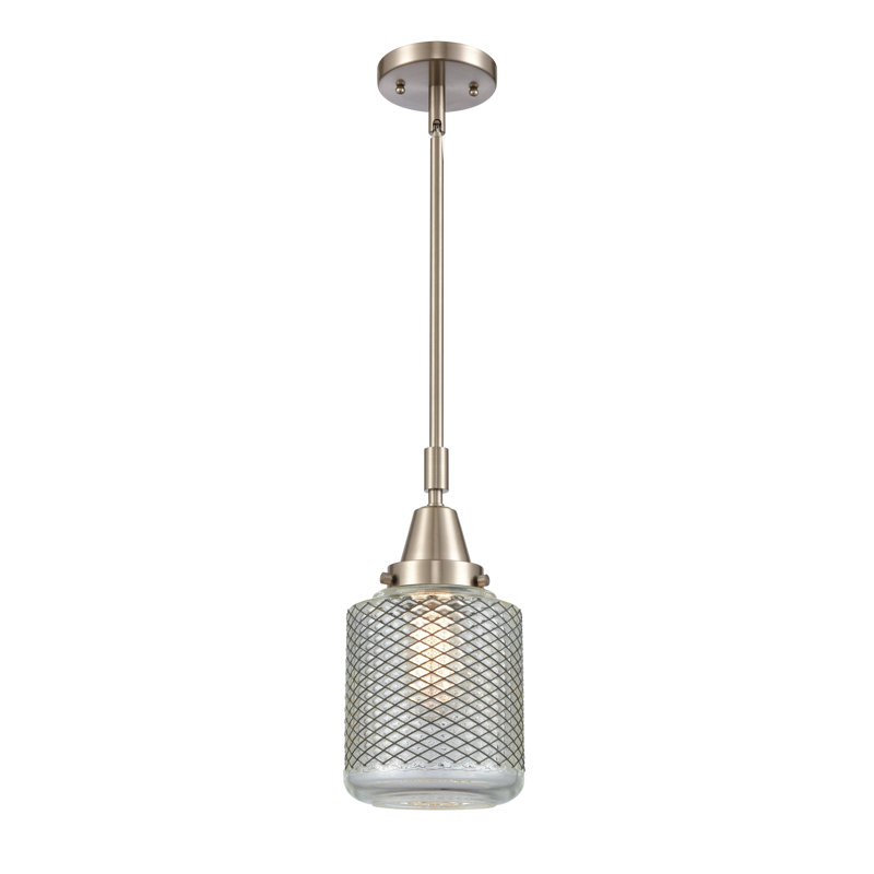 Luminaire suspendu cylindrique à 1 lumière Iyana, DEL, Nickel satiné brossé