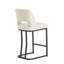 Ensemble de 6 tabourets de bar modernes rembourrés à hauteur de comptoir en chenille avec dossier ouvert et base en métal noir mat pour îlot de cuisine, salle à manger-804814131-804814143