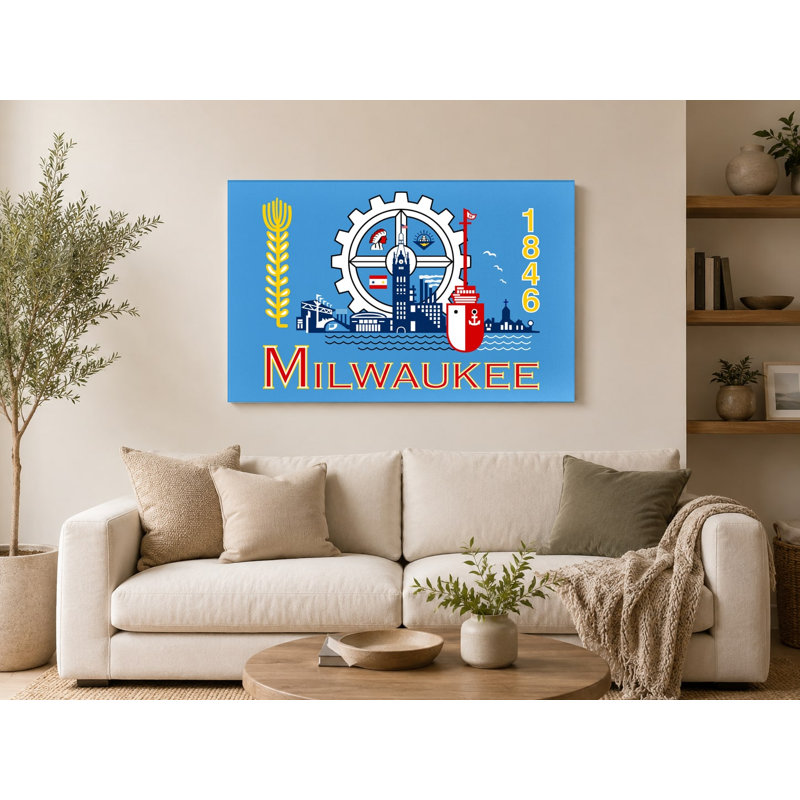 Milwaukee City Flag - Wisconsin, art mural sur toile, H 11 po x l 14 po