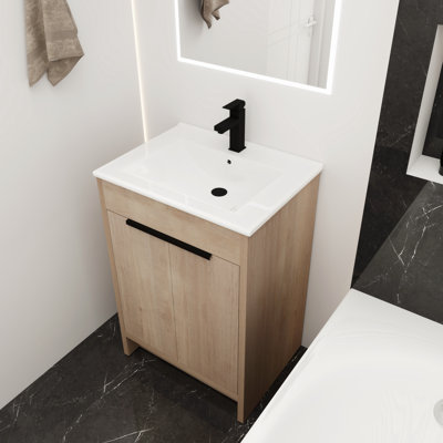 Meuble-lavabo simple 24,09 po avec plateau en céramique Tiburce