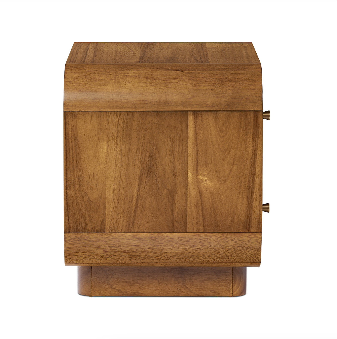 Oslo Wood Nightstand with Brass Handles, Light Brown