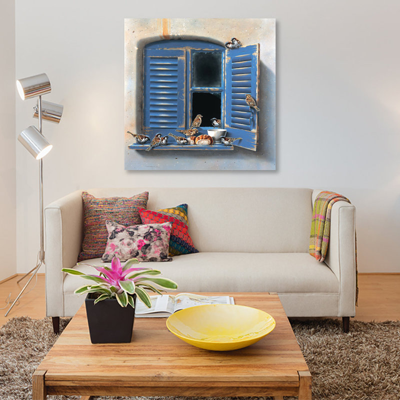 «Visiting Birds I», impression sur toile, H 26 po x l 26 po x P 1,5 po, Toile tendue, Pas de tapis