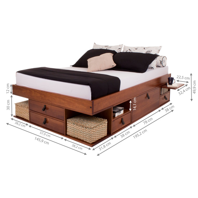 Bali Bed, Brown, European Double (140 x 200cm)