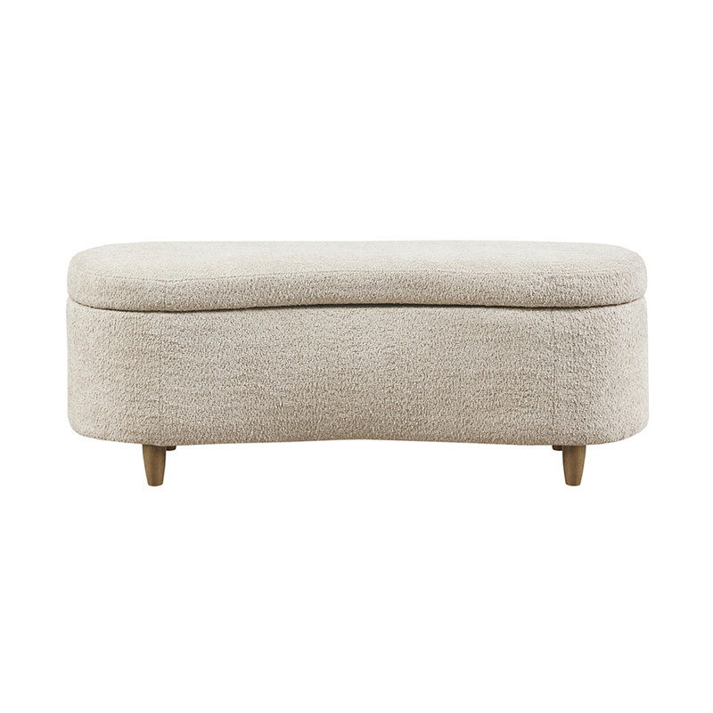 Banc de rangement à couvercle rabattable en taupe pour le salon avec charnières à fermeture en douceur et look moderne