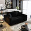 82,7 po, noir, canapé convertible en velours côtelé 3 places, confortable, coussins moelleux, structure en bois massif, assise facile à assembler 82,7 po de luxe avec repose-pieds assortis, matériau de soutien stable-77695340