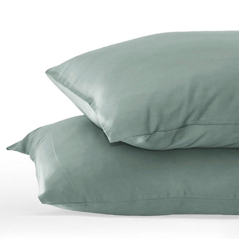 Rayon Sateen - Set of 2, King Pillow: 20" x 36", Ocean Mist
