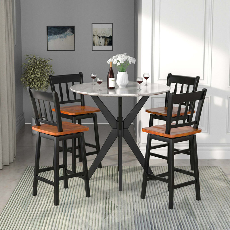 Otis Swivel Solid Wood Counter Extra Tall Stool, Black, 4