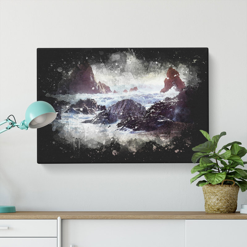 Ocean Crashing Against Rocks - Wrapped Canvas, 60cm H x 91cm W x 3cm D