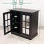 Buffet de rangement 30,75 "en bois aggloméré noir avec 2 portes en miroir et tablette réglable-1096269585