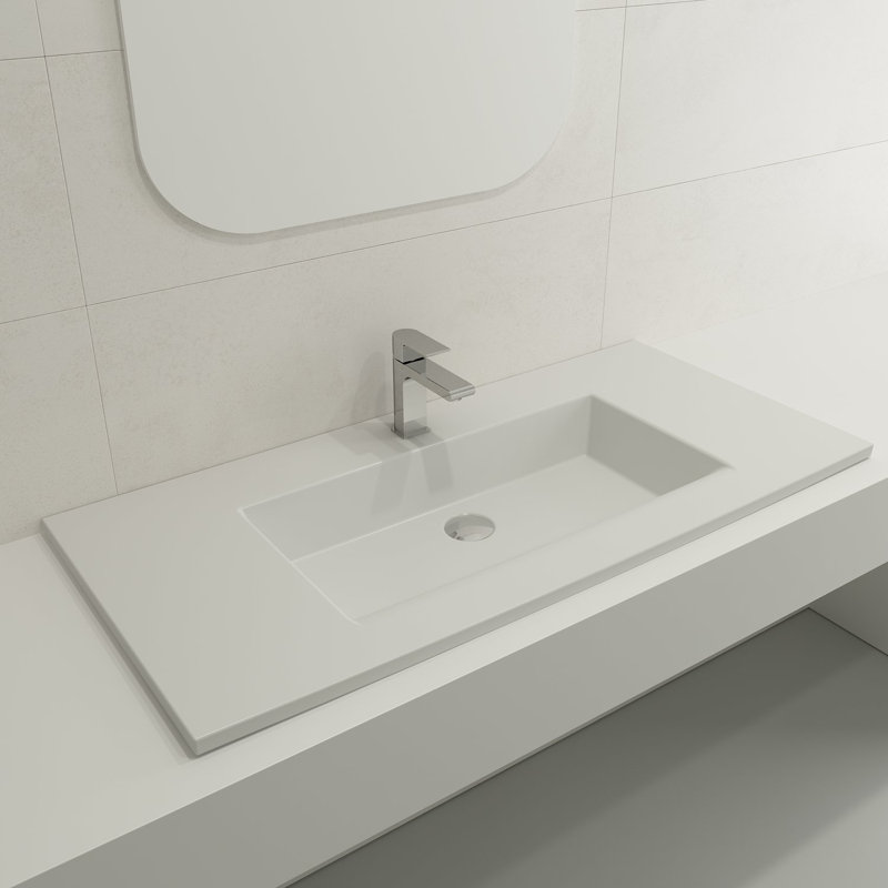 Ravenna Bathroom Sink, Matte White, 8" Widespread
