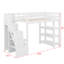 Twin Size Loft Bed With Shelves, Storage Staircase, Small Wardrobe And LED Light