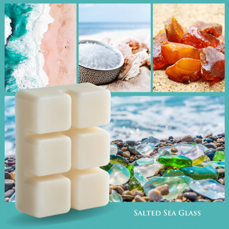 Cire parfumée sans flamme, Blanc cassé, Verre de mer salé