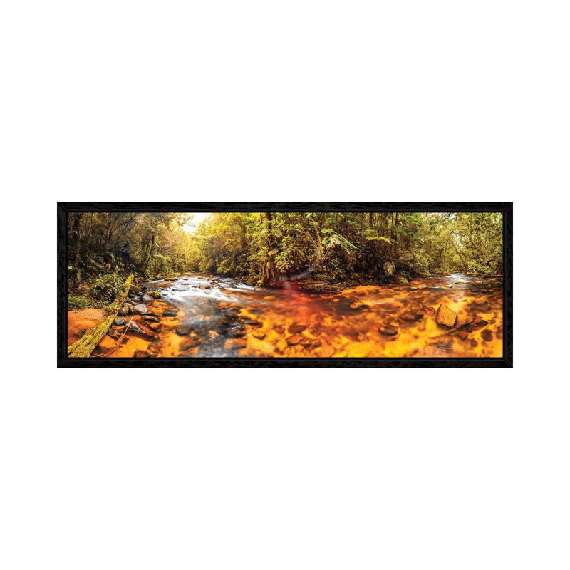 Jungle Panorama III 1 Piece Wall Art on Canvas, 30.48 cm H x 91.44 cm W, Black Floater Frame