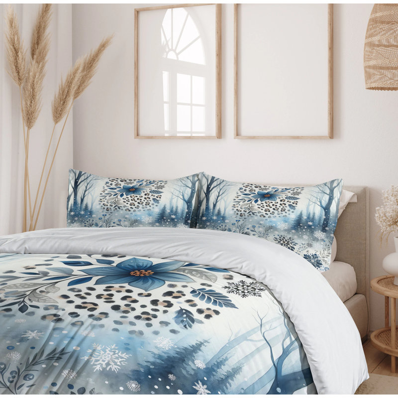 Winter Blue Duvet Cover, Queen Duvet Cover + 2 Standard Shams