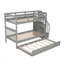 Lit superposé simple au-dessus de simple avec lit gigogne simple pour chambre à coucher, adulte, gris Stairway-2040910687