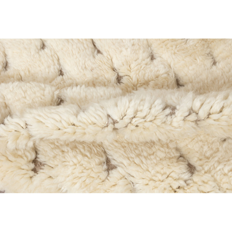 Tapis tulu fait à la main 6 x 9 pi en laine beige naturelle non teinte. Tapis moderne noué à la main