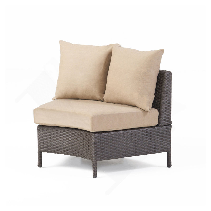 SINGLE SOFA, Beige Cushion/Brown Frame