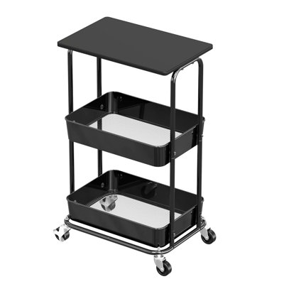 2-Tier Rolling Utility Cart with Top Board