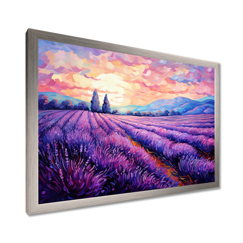Vangogh Lavender Fields II - Vangogh, art mural sur toile par Vincent Van Gogh, peinture, Cadre argenté